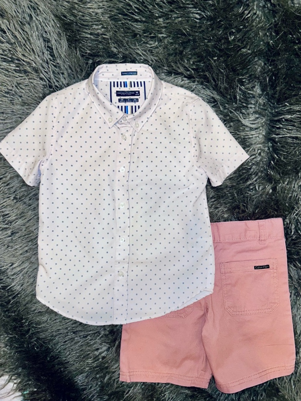 Calvin Klein Shorts with Denim & Flower Buttondown boys 5T